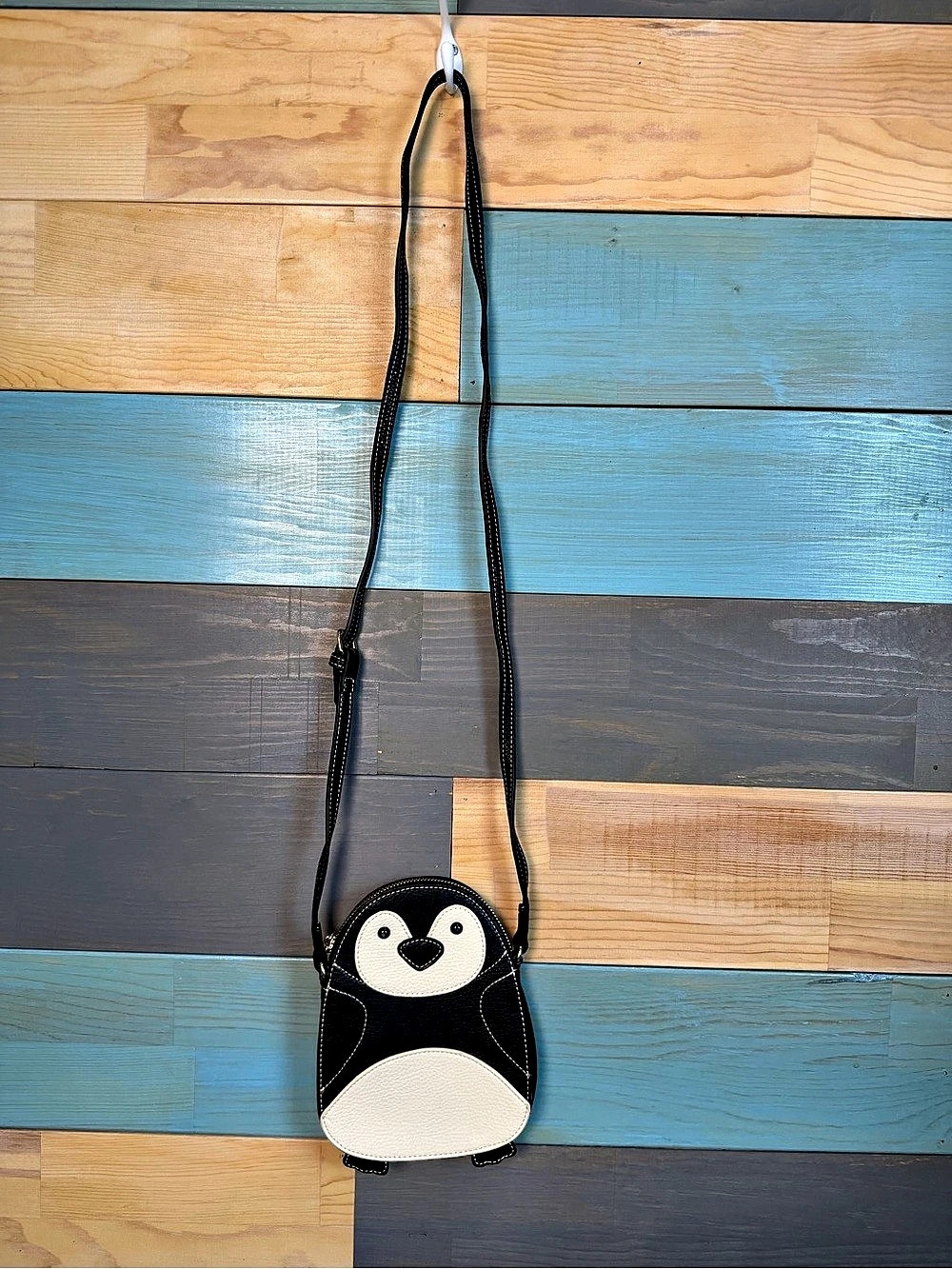 Charming Charlie Whimsical Penguin Novelty Crossbody Bag Black & White